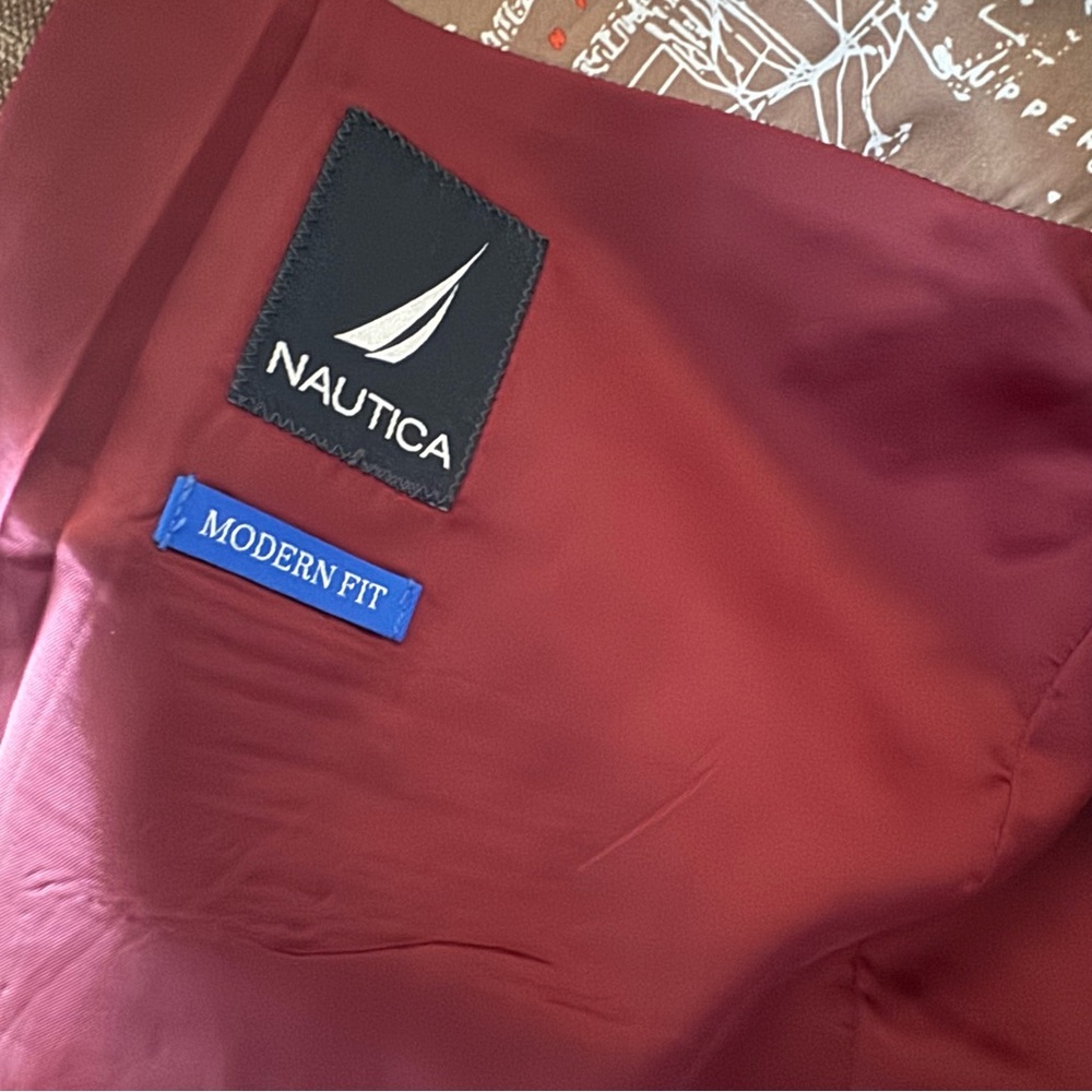 Nautica Modern Fit Men’s Sport Coat Blazer – Brown & Red Plaid – Size L50 $45 - Picture 5 of 10